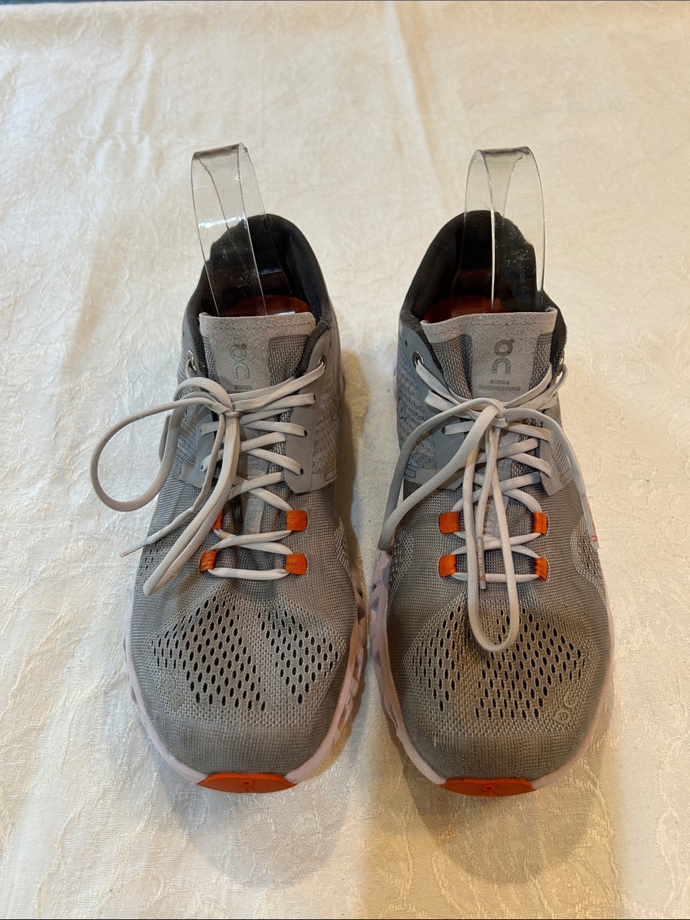 On Running Women's Gray & Orange Lightweight Running Sneakers